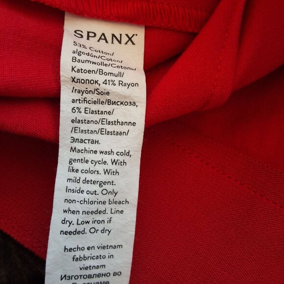 Spanx Polished Kick Flare Pants True Red Flat Front Pull-On Back Patch Pockets S - Picture 8 of 8